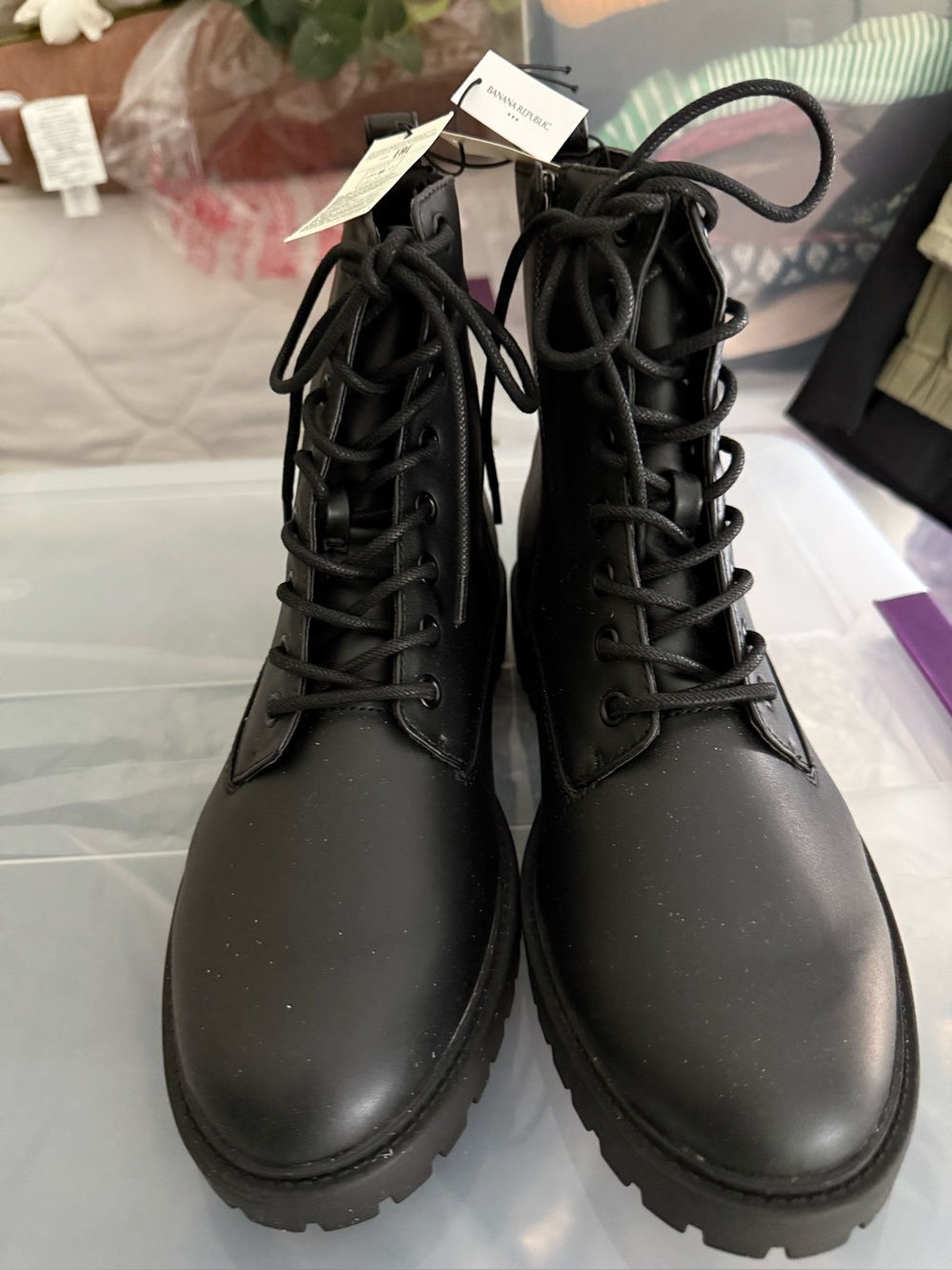 NWT Banana Republic Vegan Combat Boots SZ 9 Never Worn
